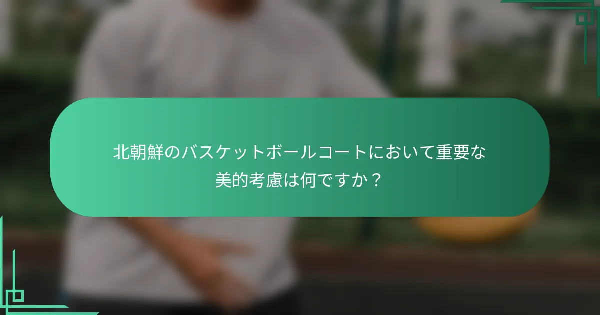 北朝鮮のバスケットボールコートにおいて重要な美的考慮は何ですか？