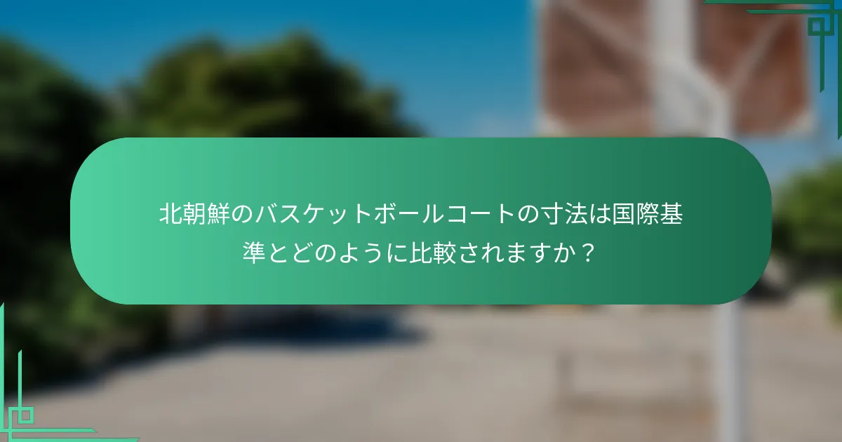 北朝鮮のバスケットボールコートの寸法は国際基準とどのように比較されますか？
