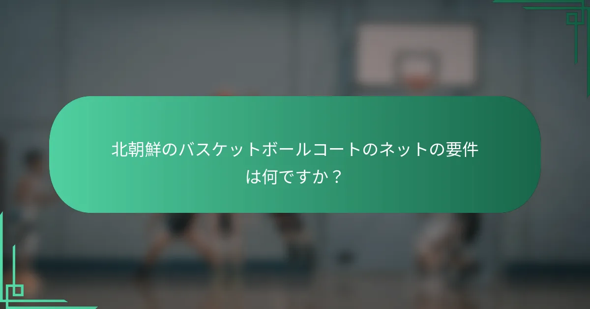 北朝鮮のバスケットボールコートのネットの要件は何ですか？