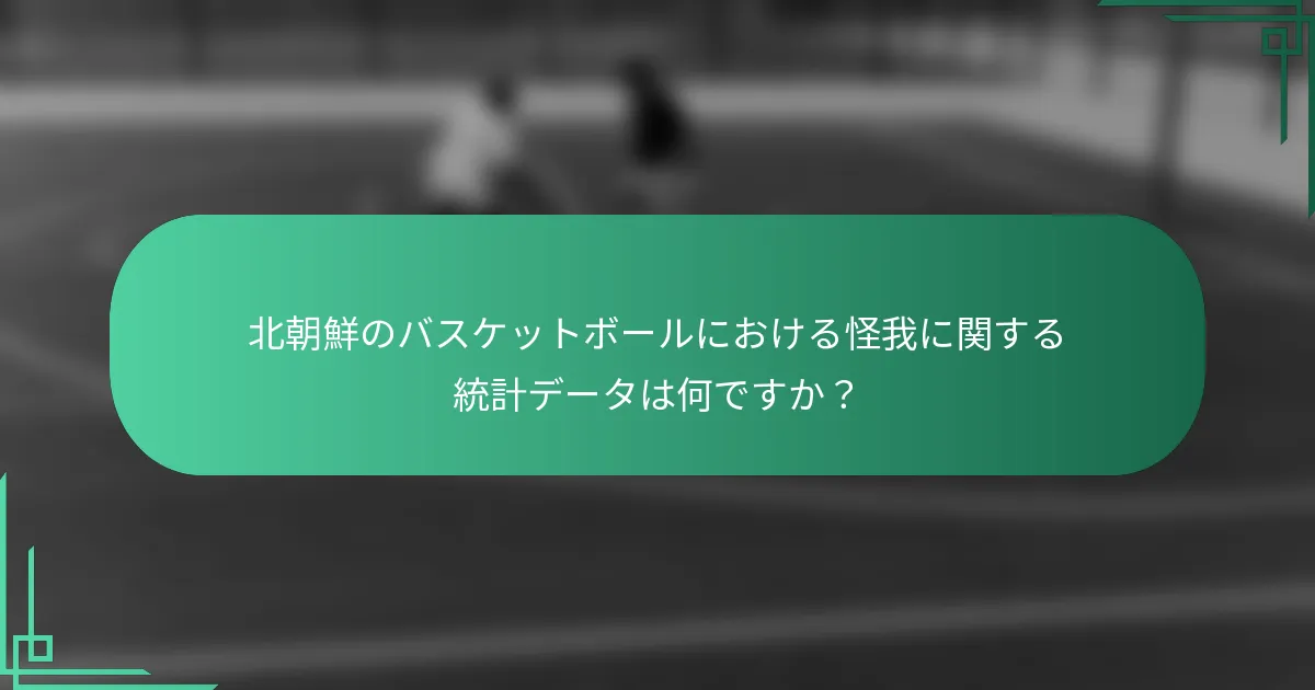 北朝鮮のバスケットボールにおける怪我に関する統計データは何ですか？