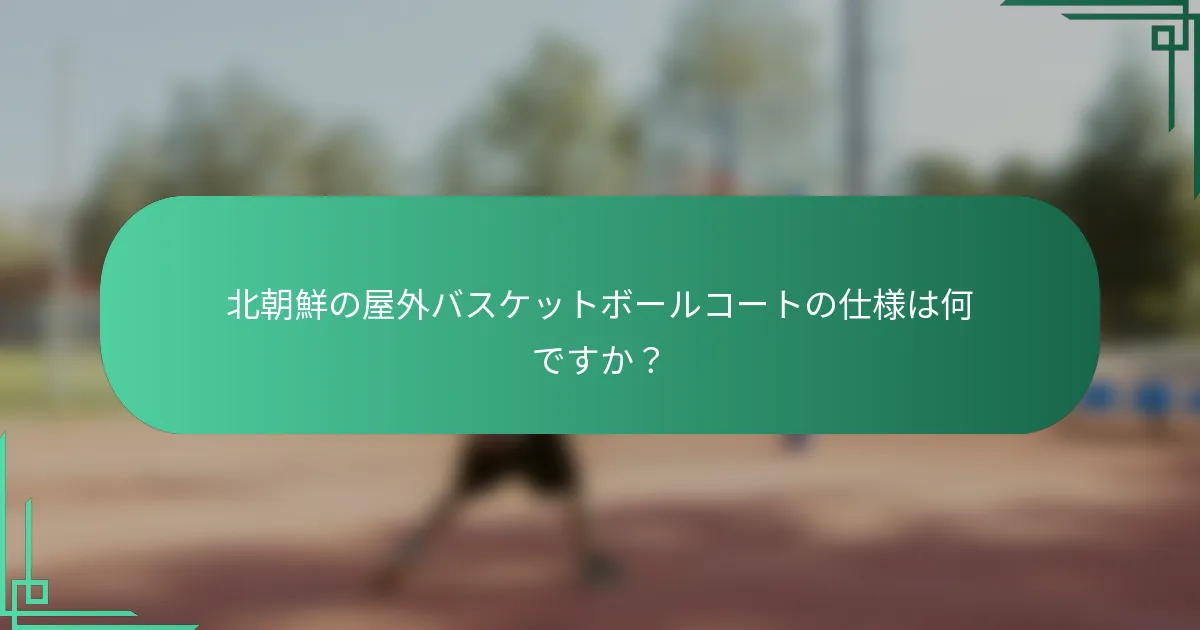 北朝鮮の屋外バスケットボールコートの仕様は何ですか？