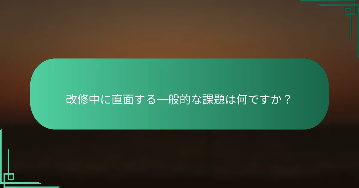 改修中に直面する一般的な課題は何ですか？